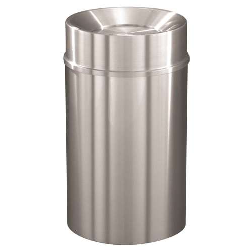Glaro New Yorker 33 Gallon Tip Action Top Waste Receptacle, Satin Aluminum